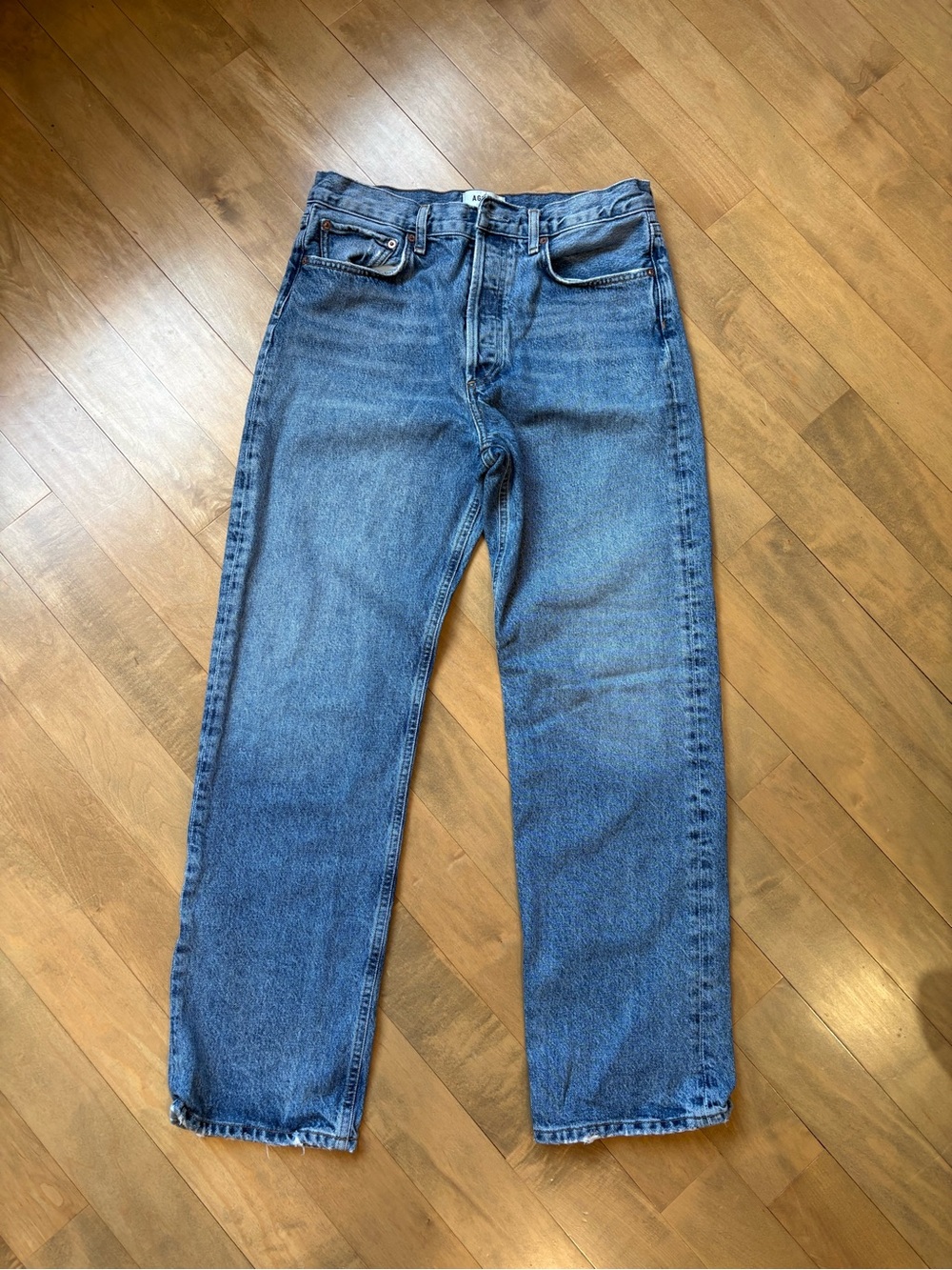 Agolde Women's Straight-Leg Blue Denim Jeans